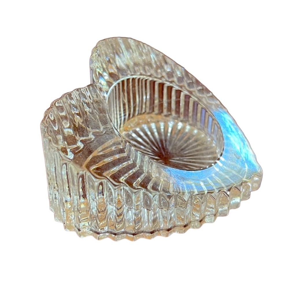 Antique Crystal Heart Votive Candle Holder
